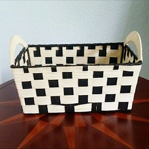 Metal Straw Wrapped Black Natural Basket Bi